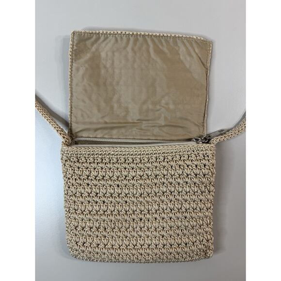 The Sak Mini Purse Crossbody Shoulder Bag Taupe Tan Crochet Boho Y2K Travel - Picture 4 of 12